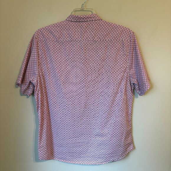 Forever 21 Red Geometric Print Short Sleeve Button-Down Shirt Men's Size XL - Picture 2 of 4